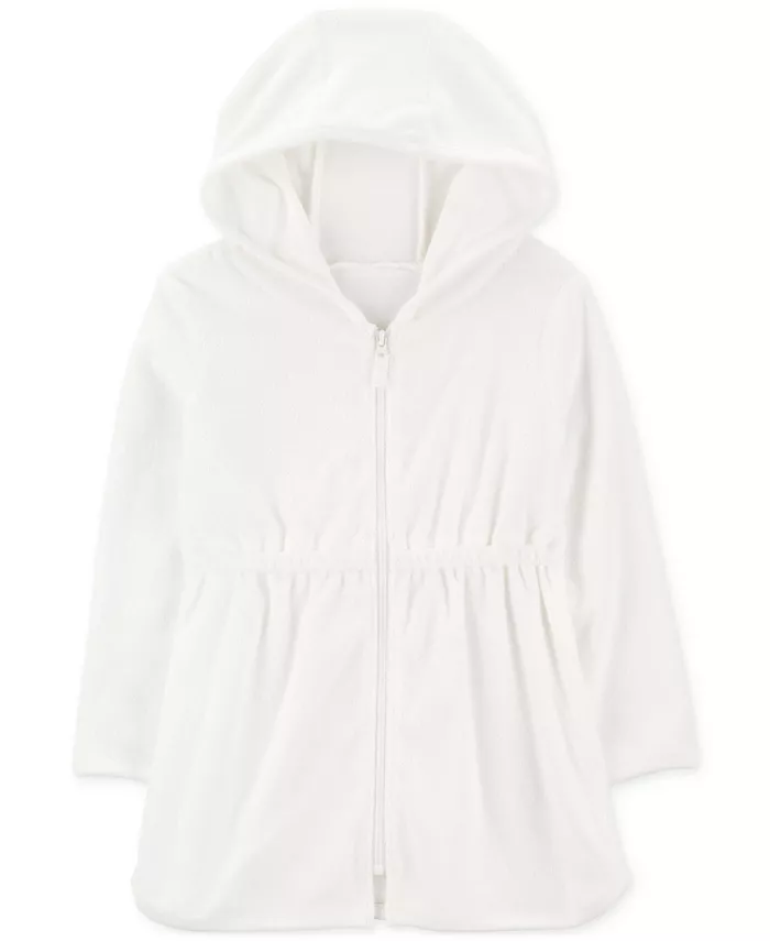 Детский купальный халат с капюшоном для девочек Carter's, белый 
Детский купальный халат с капюшоном для девочек Carter's, белый