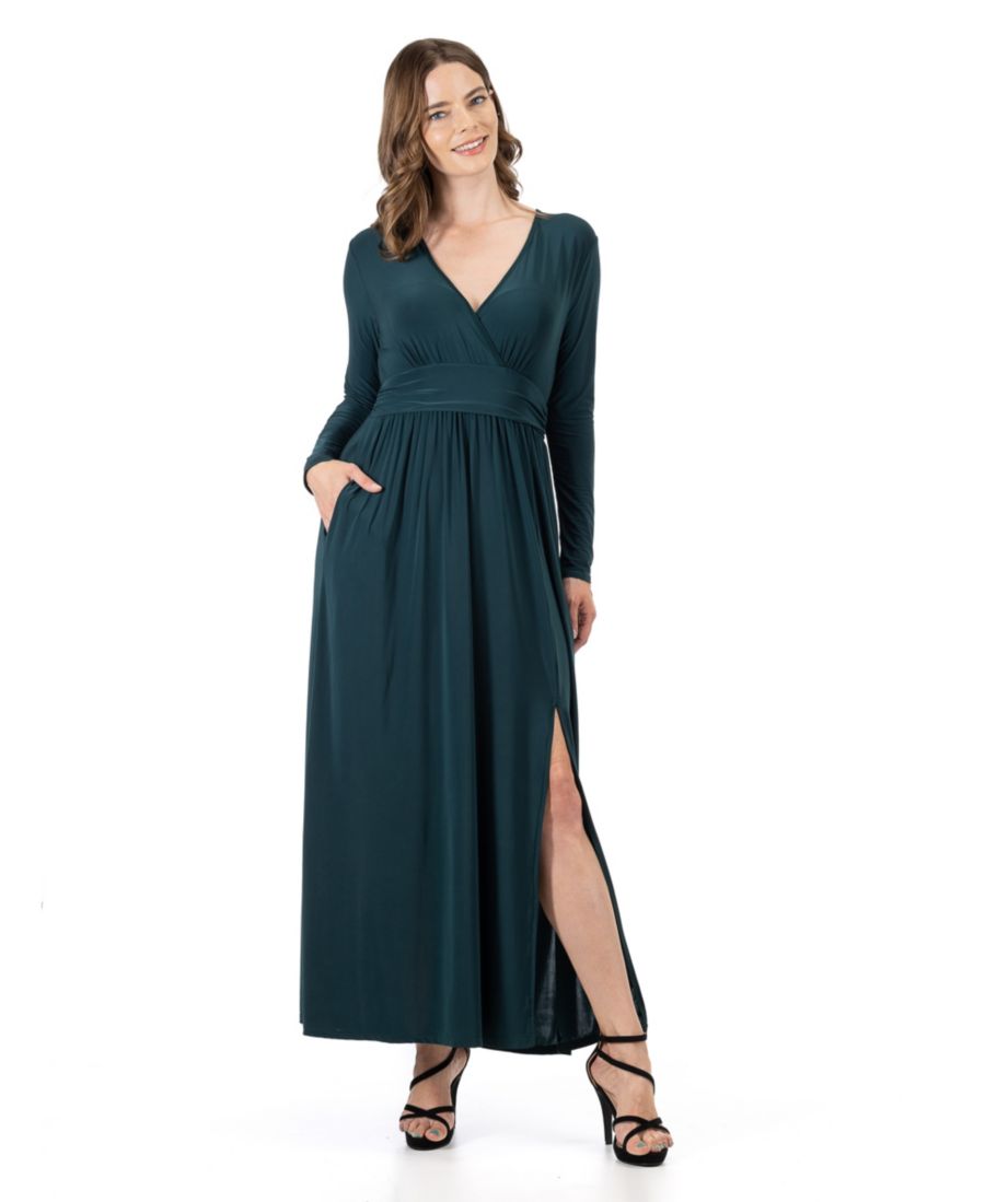 Женское длинное платье с длинными рукавами, V-образным вырезом и боковым разрезом 24seven Comfort Apparel, Hunter
Женское длинное платье с длинными рукавами, V-образным вырезом и боковым разрезом 24seven Comfort Apparel, Hunter