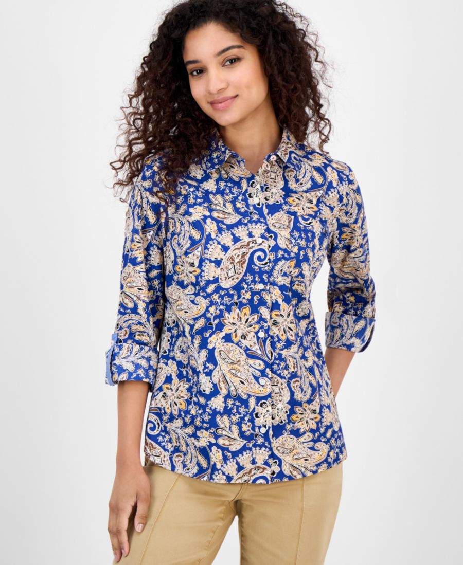 Женская хлопковая рубашка с отворотом и узором пейсли Nautica Jeans, Marina Blue Multi
Женская хлопковая рубашка с отворотом и узором пейсли Nautica Jeans, Marina Blue Multi