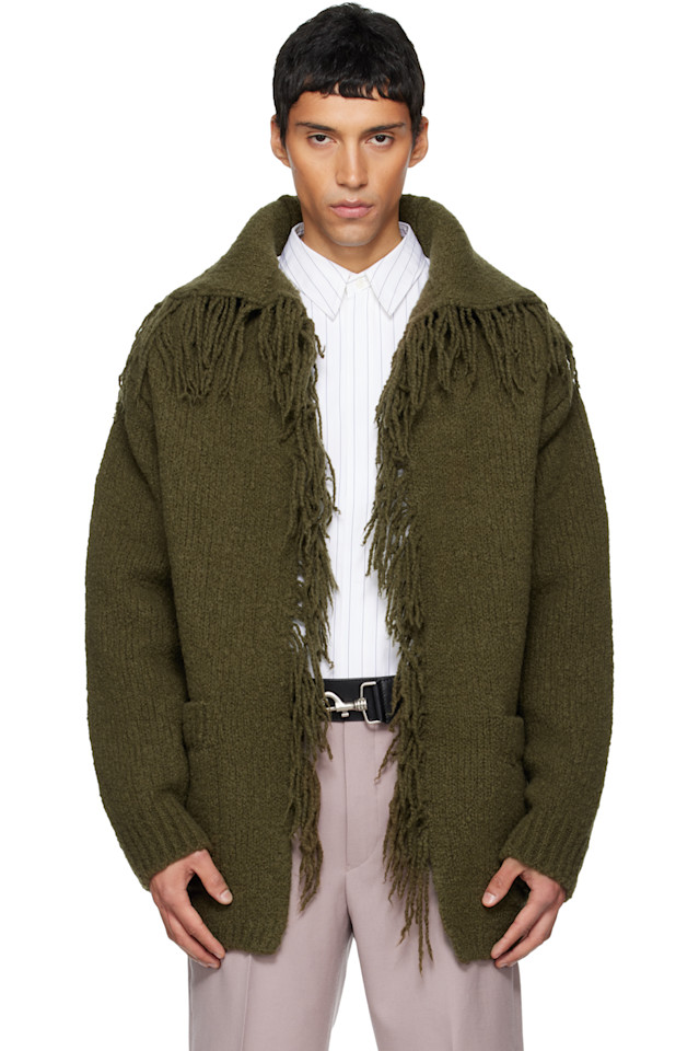 Dries Van Noten Зеленый кардиган с бахромой
Dries Van Noten Зеленый кардиган с бахромой