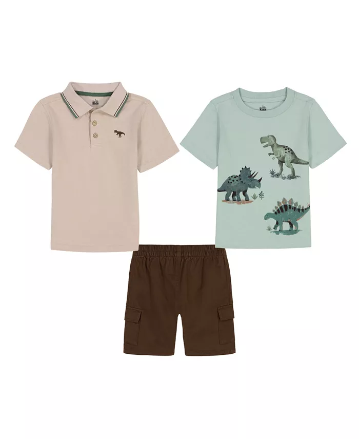 Комплект для малышей и мальчиков: поло с контрастными деталями, футболка с принтом и шорты-карго из твила (3 предмета) Kids Headquarters
Комплект для малышей и мальчиков: поло с контрастными деталями, футболка с принтом и шорты-карго из твила (3 предмета) Kids Headquarters