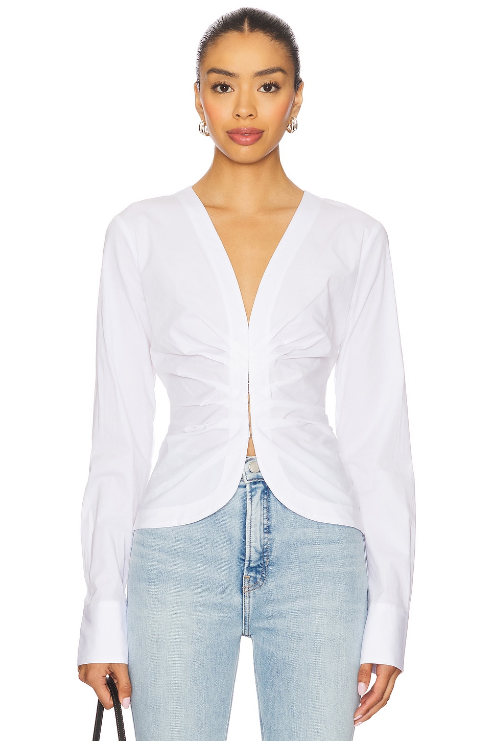 Женская сорочка в сборку из поплина Good American, white001
Женская сорочка в сборку из поплина Good American, white001