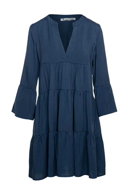 Платье из тенселя цвета индиго со сборками по швам Conquista, синий 
Платье из тенселя цвета индиго со сборками по швам Conquista, синий