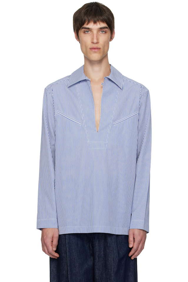 Dries Van Noten Синяя хлопковая рубашка-поло
Dries Van Noten Синяя хлопковая рубашка-поло