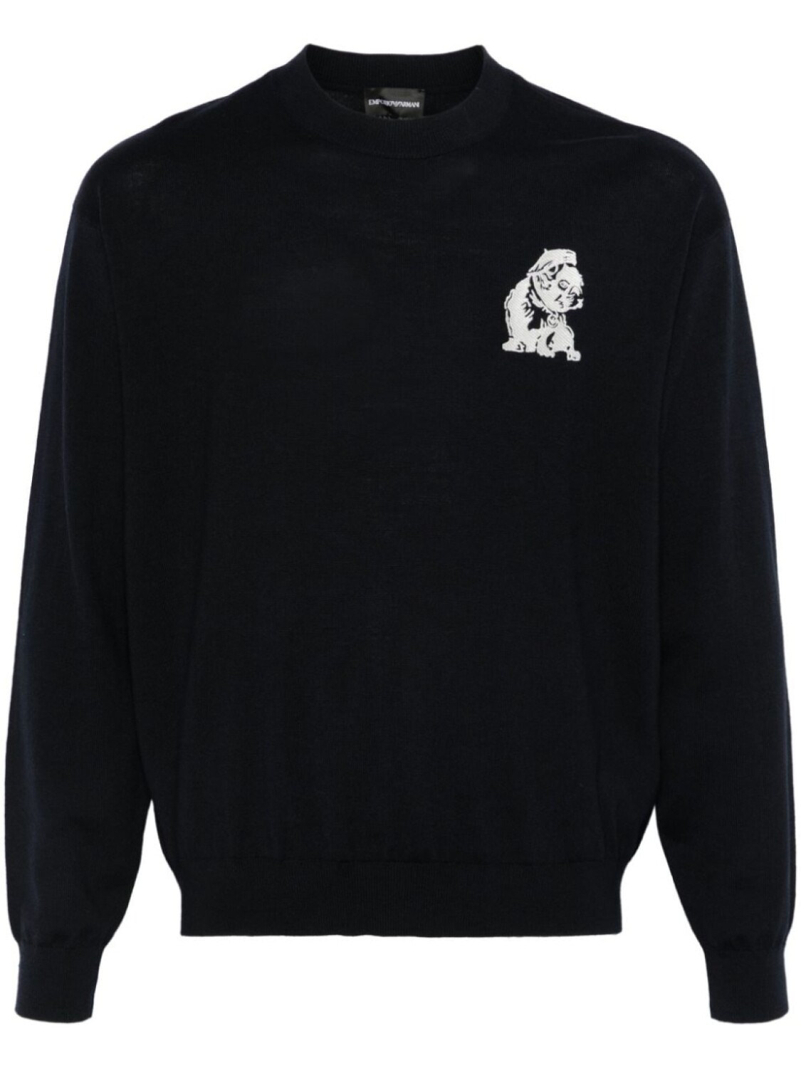 Emporio Armani свитер с вышивкой French Bulldog, синий
Emporio Armani свитер с вышивкой French Bulldog, синий