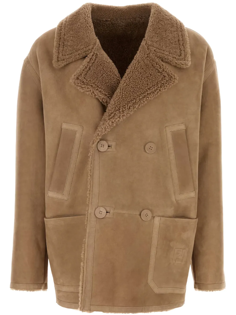 Двубортная дубленка FENDI, коричневый 
Двубортная дубленка FENDI, коричневый