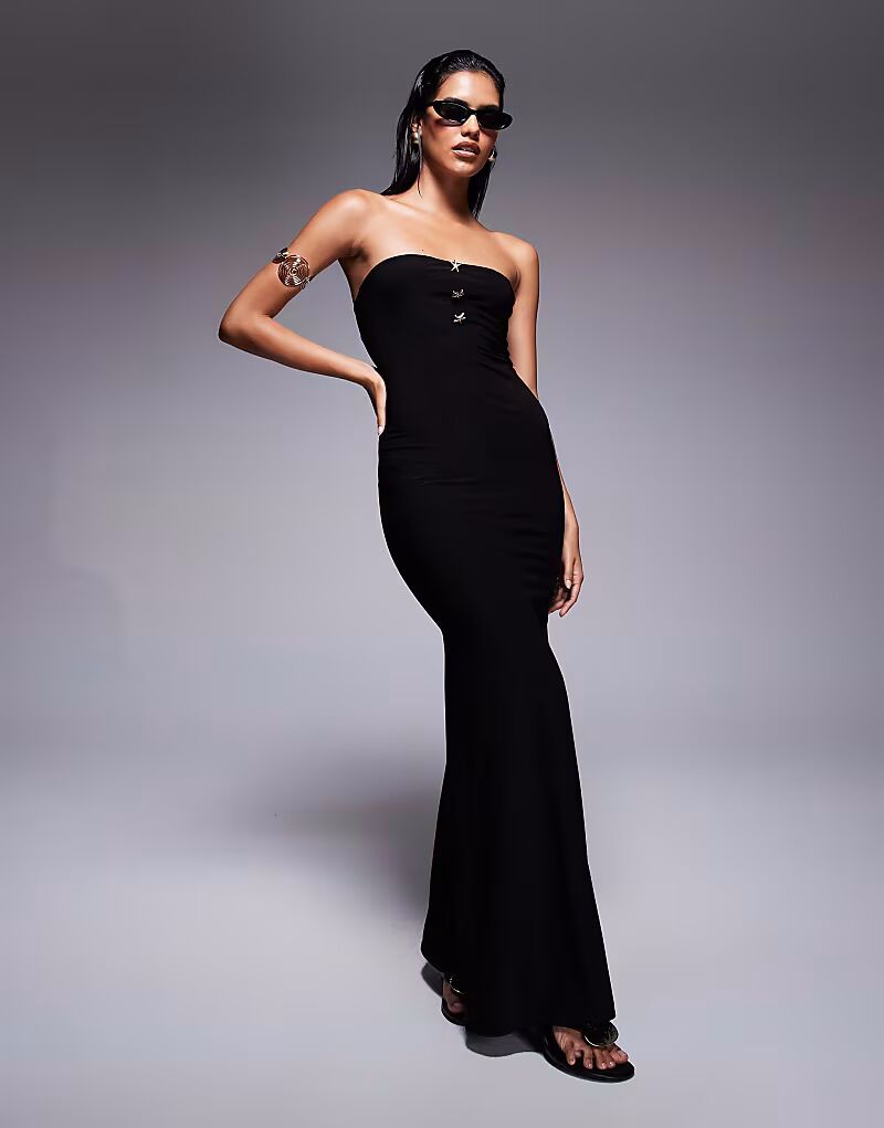 Fashionkilla двойное облегающее платье с подолом «русалка» и металлическими деталями в виде морской звезды черного цвета
Fashionkilla двойное облегающее платье с подолом «русалка» и металлическими деталями в виде морской звезды черного цвета