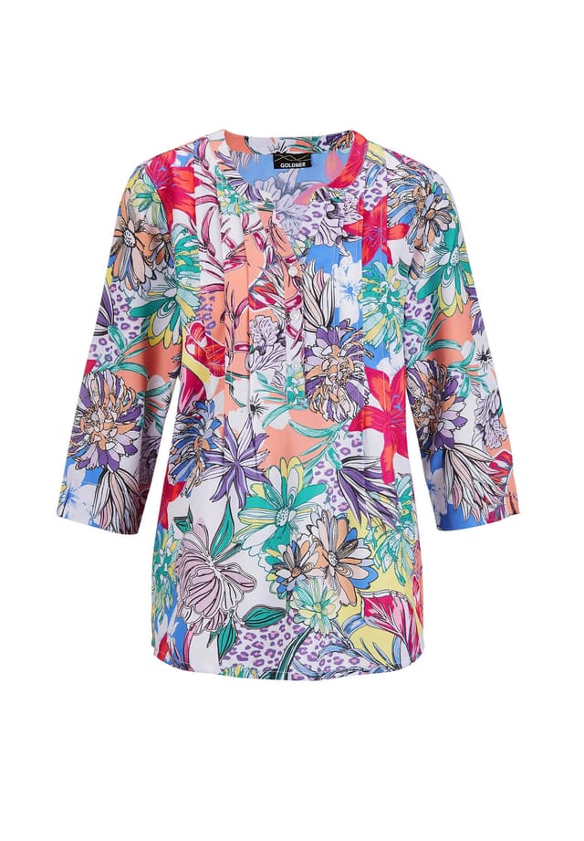 Короткий размер: блузка с ярким принтом и очаровательными деталями. Goldner, мультиколор
Короткий размер: блузка с ярким принтом и очаровательными деталями. Goldner, мультиколор