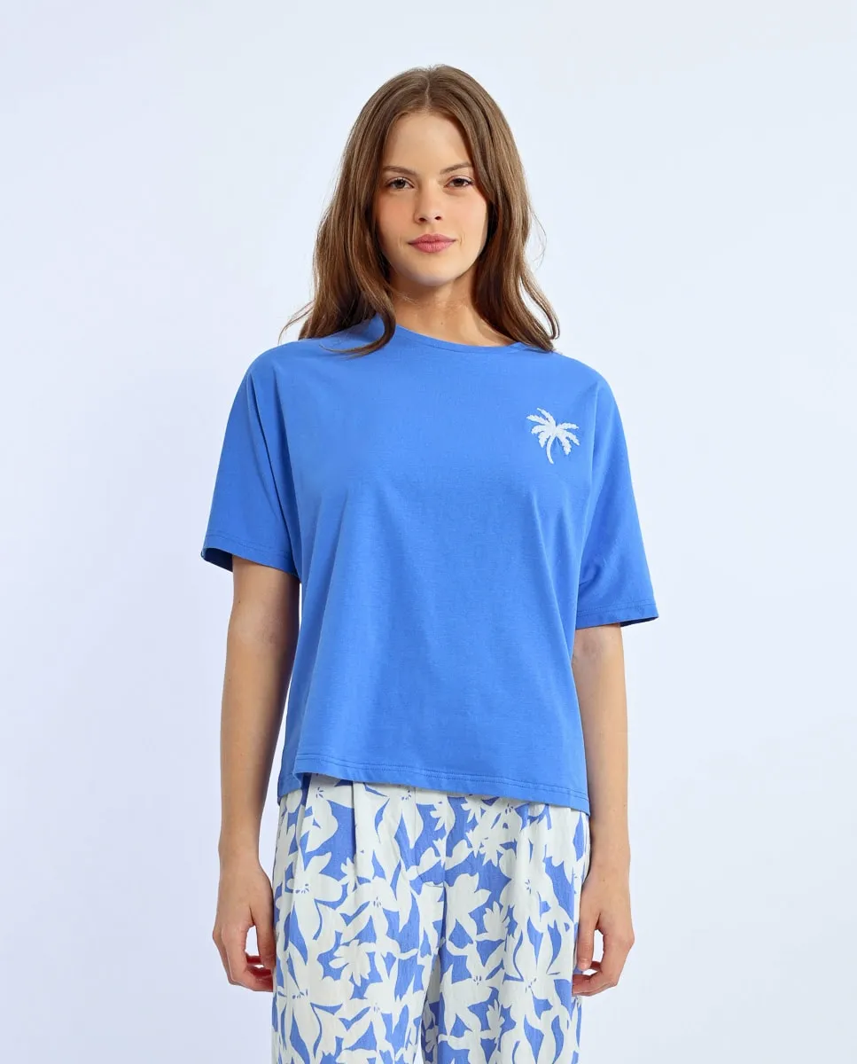 Женская футболка с короткими рукавами и изображением пальмы Lili Sidonio, синий
Женская футболка с короткими рукавами и изображением пальмы Lili Sidonio, синий