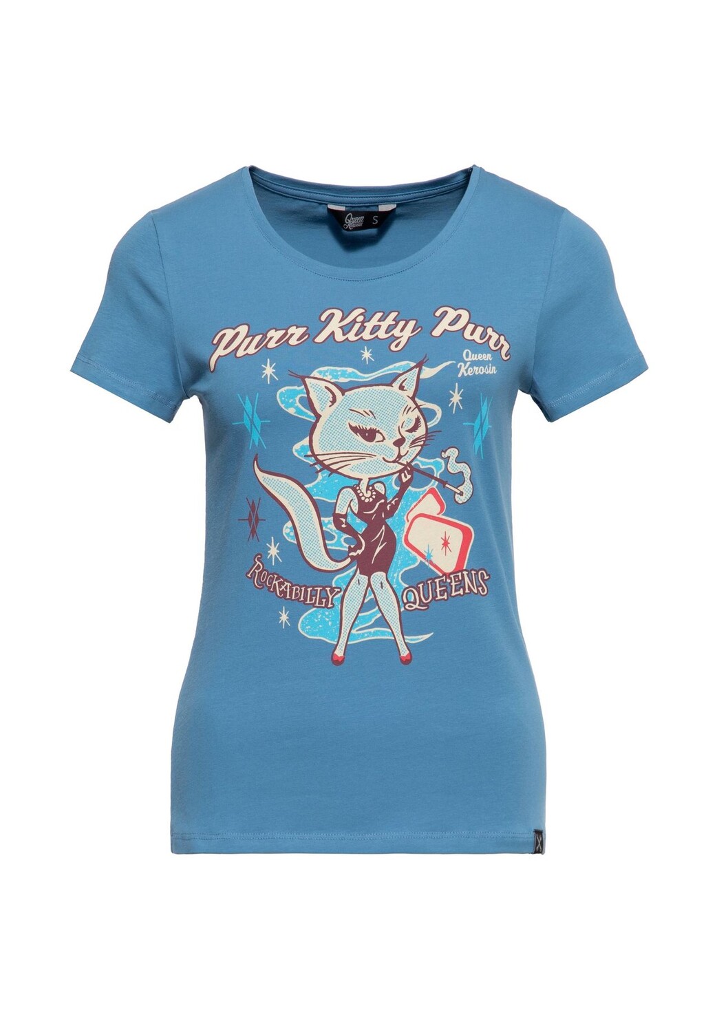 Футболка с рисунком в стиле рокабилли Purr Kitty Purr Queen Kerosin, синий
Футболка с рисунком в стиле рокабилли Purr Kitty Purr Queen Kerosin, синий