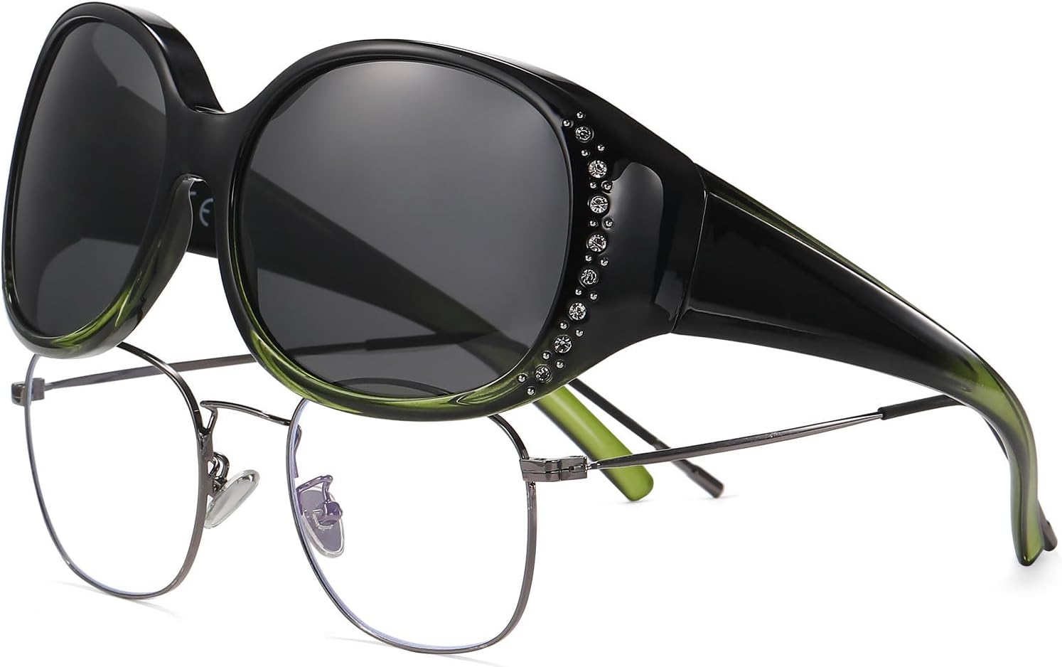 Женские поляризованные солнцезащитные очки HAOLOTA с блестками, солнцезащитные очки для коррекции зрения, защита от УФ-излучения UV400, L Size Black and Green Frame Grey Lens
Женские поляризованные солнцезащитные очки HAOLOTA с блестками, солнцезащитные очки для коррекции зрения, защита от УФ-излучения UV400, L Size Black and Green Frame Grey Lens