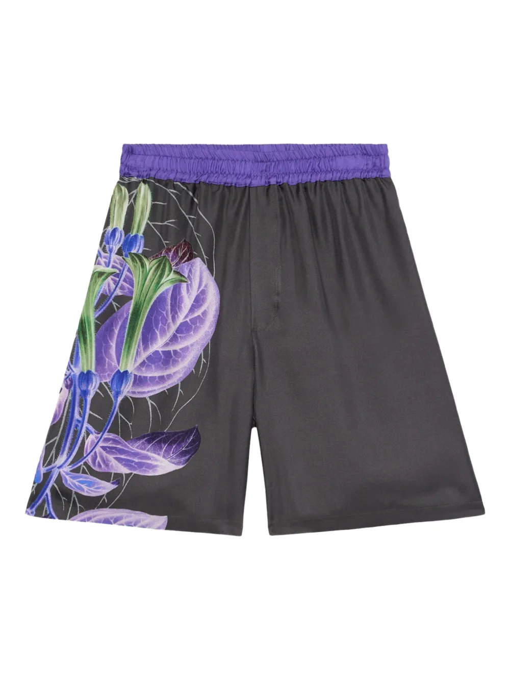 Шорты с эластичным поясом и цветочным принтом Pierre-Louis Mascia, черный 
Шорты с эластичным поясом и цветочным принтом Pierre-Louis Mascia, черный