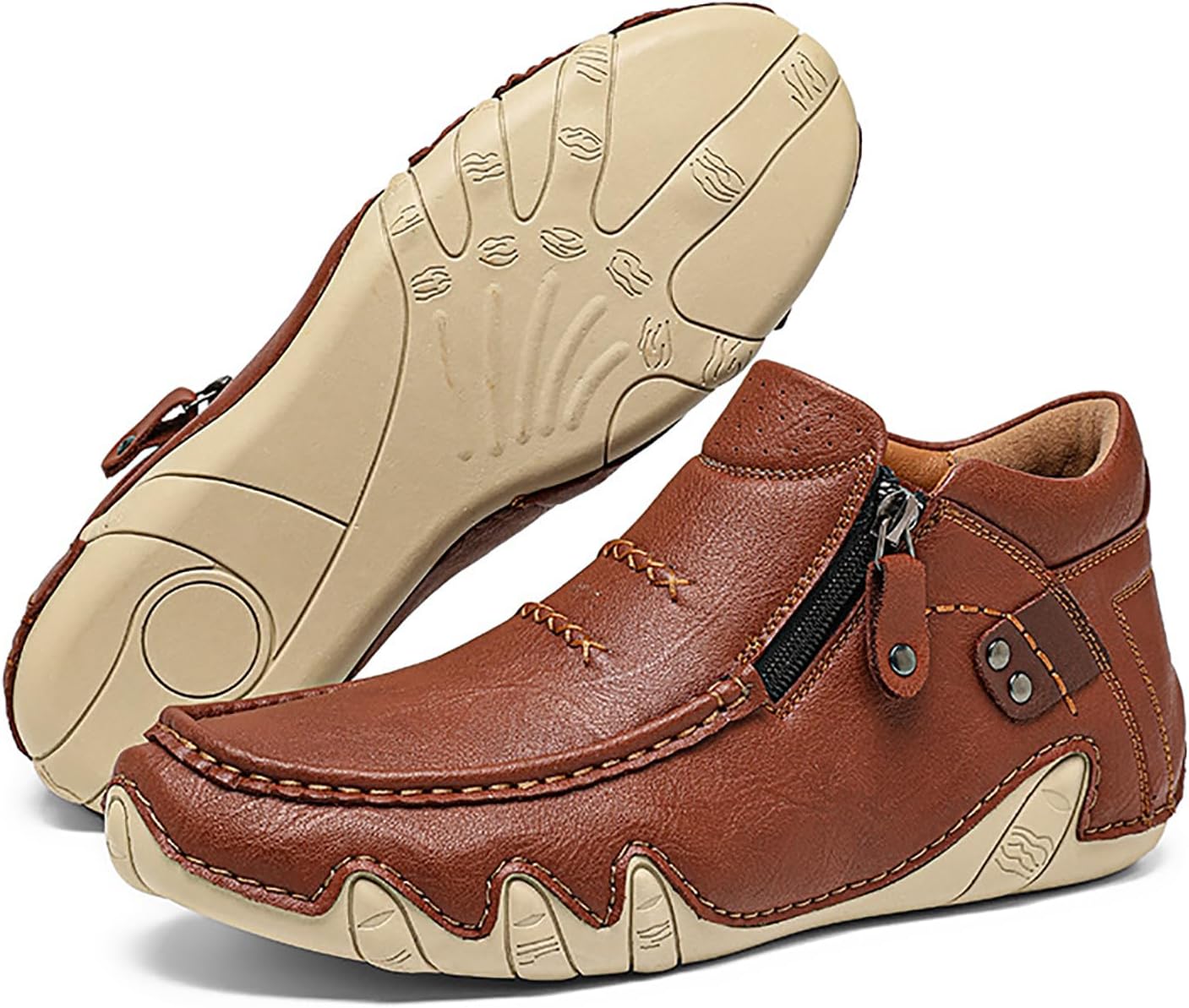 Мужские кожаные ботинки ENOEGMSD с ручной строчкой, высокие ботинки до щиколотки, удобные, на молнии сбоку, ортопедические, для вождения и походов, повседневные, нескользящие, водонепроницаемые чукка-бутсы, коричневый
Мужские кожаные ботинки ENOEGMSD с ручной строчкой, высокие ботинки до щиколотки, удобные, на молнии сбоку, ортопедические, для вождения и походов, повседневные, нескользящие, водонепроницаемые чукка-бутсы, коричневый