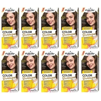 Палитра Color Шампунь-краска для волос 5-0 221 Средне-коричневый - Упаковка из 10 шт Schwarzkopf
Палитра Color Шампунь-краска для волос 5-0 221 Средне-коричневый - Упаковка из 10 шт Schwarzkopf