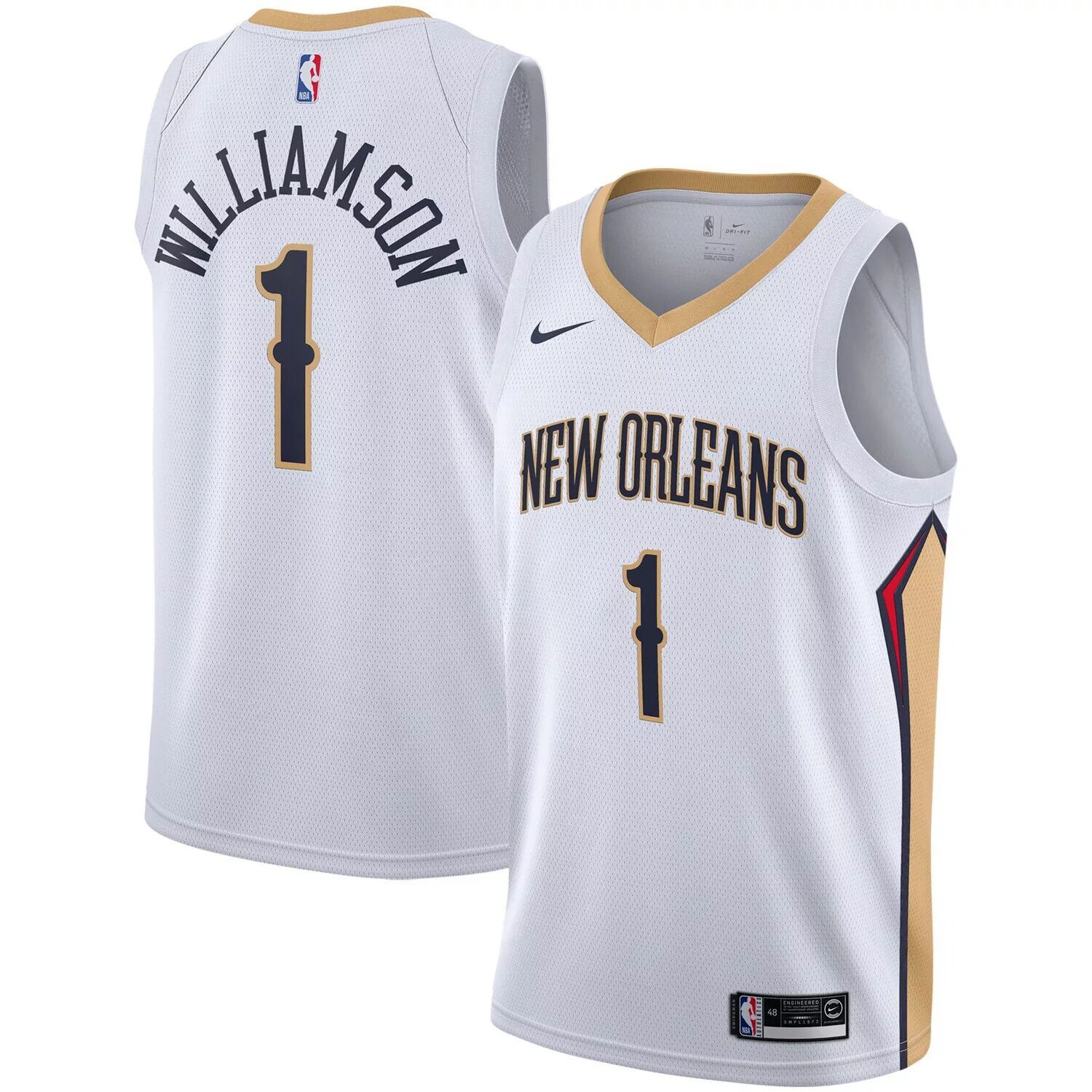 Мужская белая майка Nike Zion Williamson New Orleans Pelicans 2019/2020 Swingman — Association Edition
Мужская белая майка Nike Zion Williamson New Orleans Pelicans 2019/2020 Swingman — Association Edition