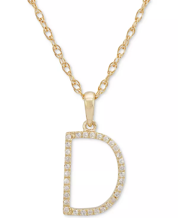 Ожерелье с бриллиантом (1/10 карата) в форме инициала из 10-каратного золота, 16 дюймов + 2-дюймовый удлинитель Macy'S, d
Ожерелье с бриллиантом (1/10 карата) в форме инициала из 10-каратного золота, 16 дюймов + 2-дюймовый удлинитель Macy'S, d