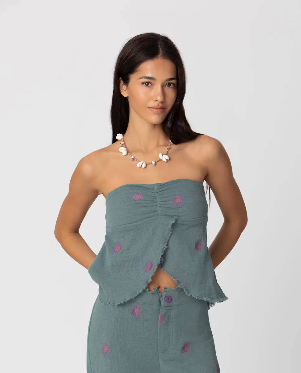 Женский топ-бандо с вырезом по центру Noon, синий
Женский топ-бандо с вырезом по центру Noon, синий