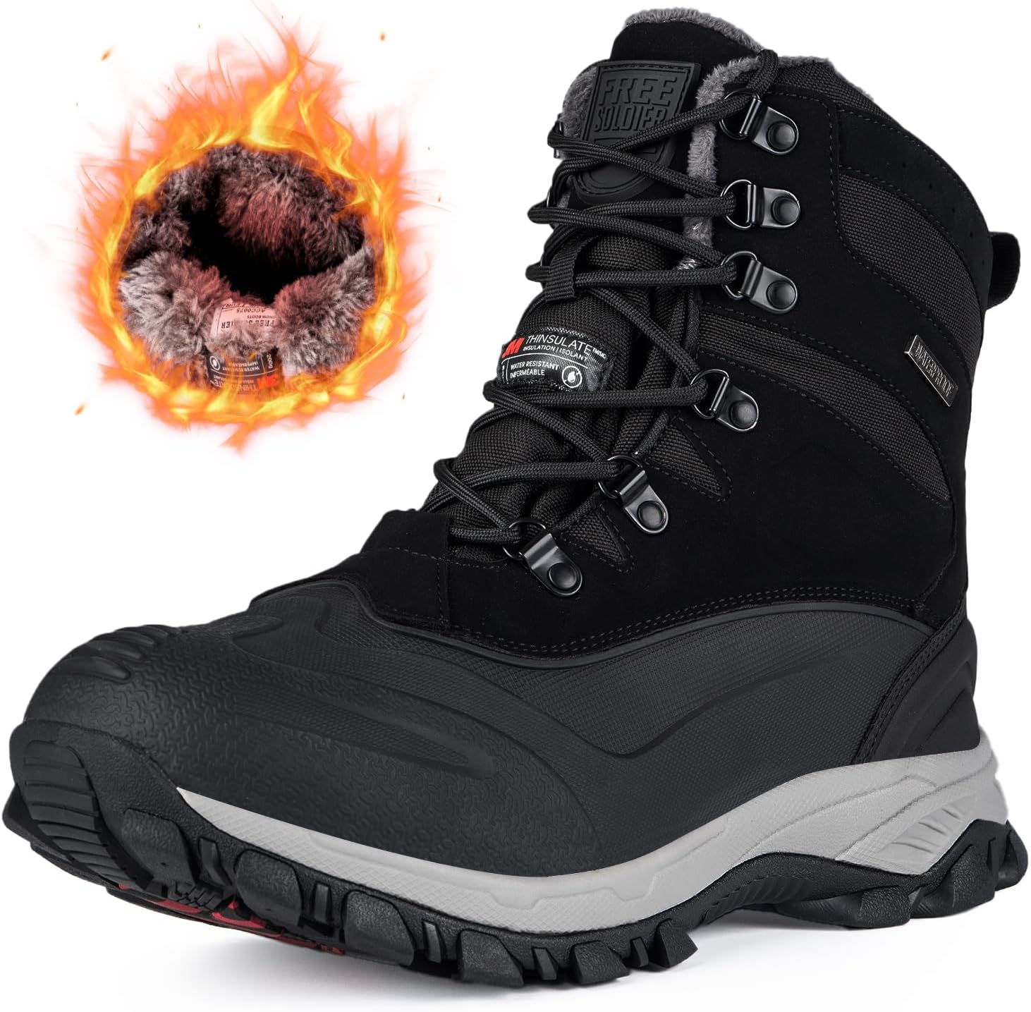 Мужские водонепроницаемые утепленные снежные ботинки FREE SOLDIER, черный
Мужские водонепроницаемые утепленные снежные ботинки FREE SOLDIER, черный