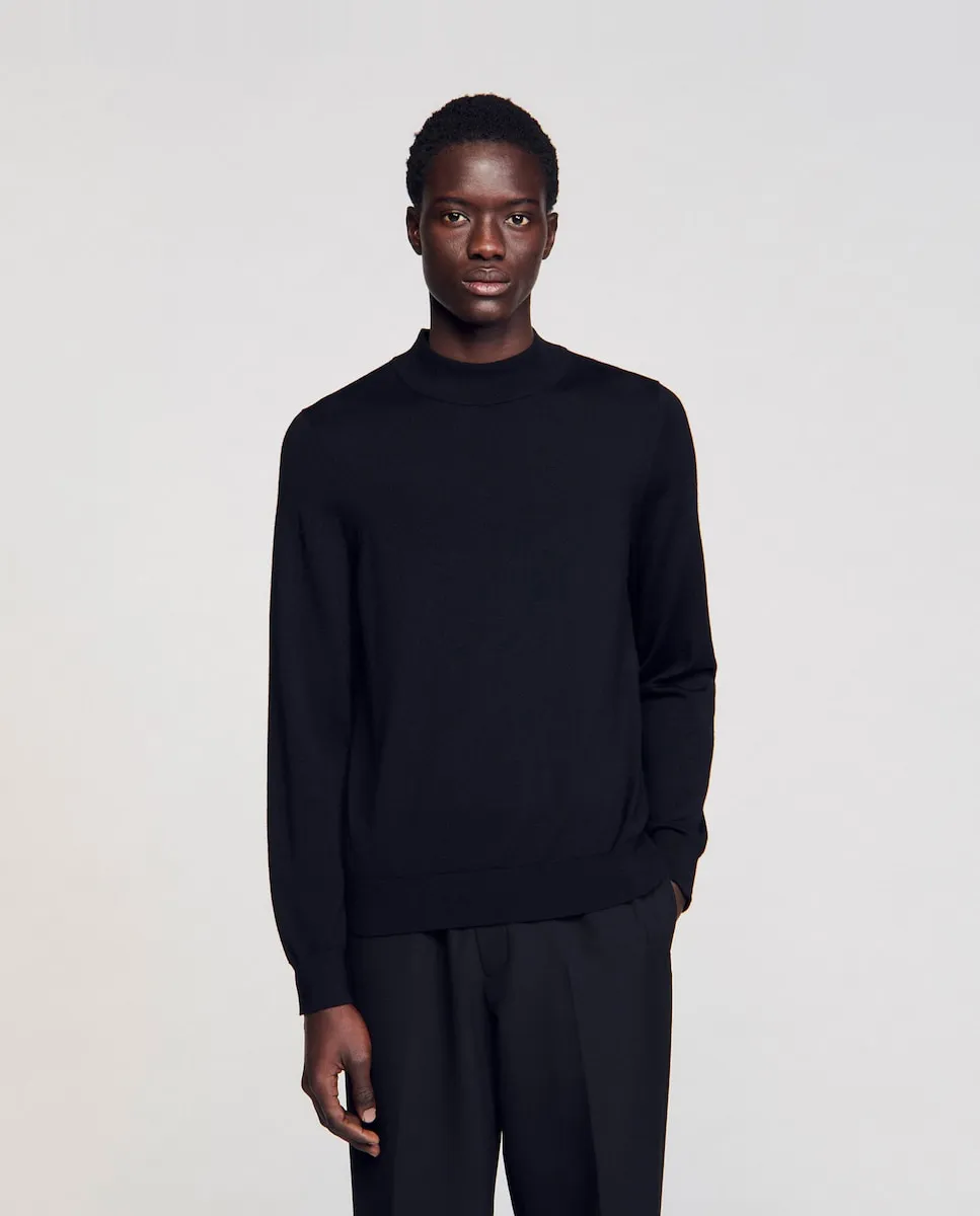 Мужской свитер из шерсти с высоким воротником Sandro, черный
Мужской свитер из шерсти с высоким воротником Sandro, черный