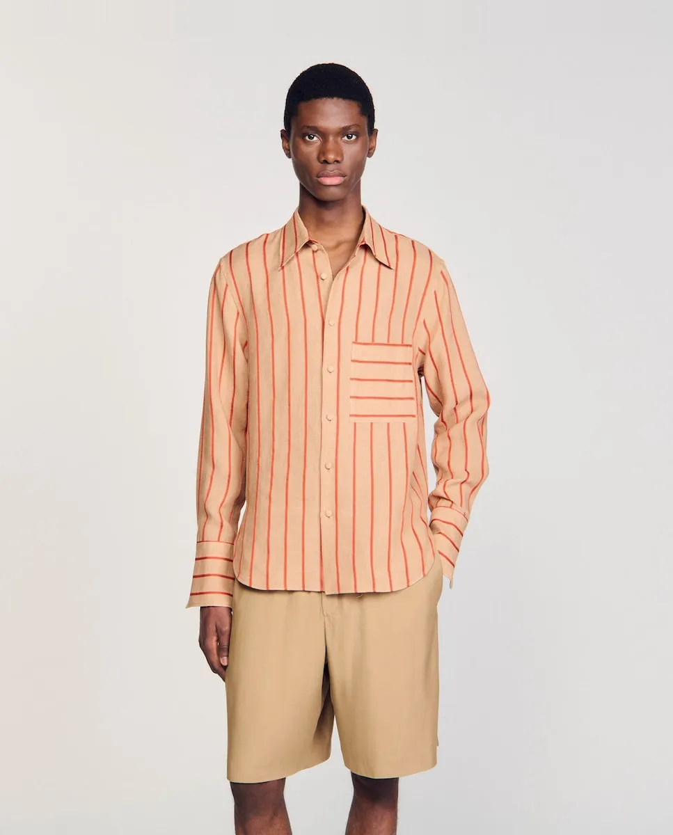 Мужская рубашка в полоску Sandro, песочный
Мужская рубашка в полоску Sandro, песочный