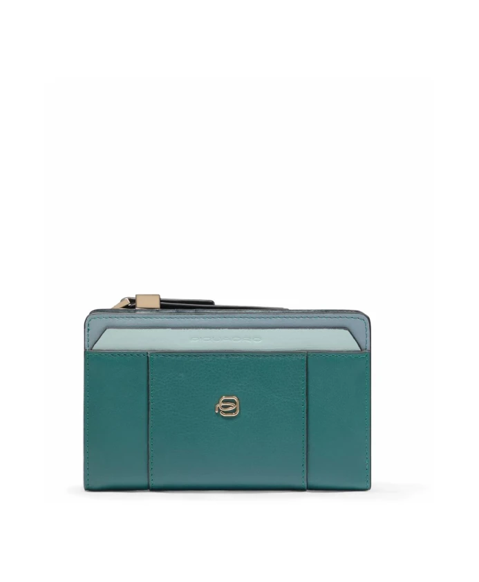 Женский кошелек с отделением для монет и слотами для кредитных карт, с защитой от RFID-сканирования. Piquadro, зеленый
Женский кошелек с отделением для монет и слотами для кредитных карт, с защитой от RFID-сканирования. Piquadro, зеленый