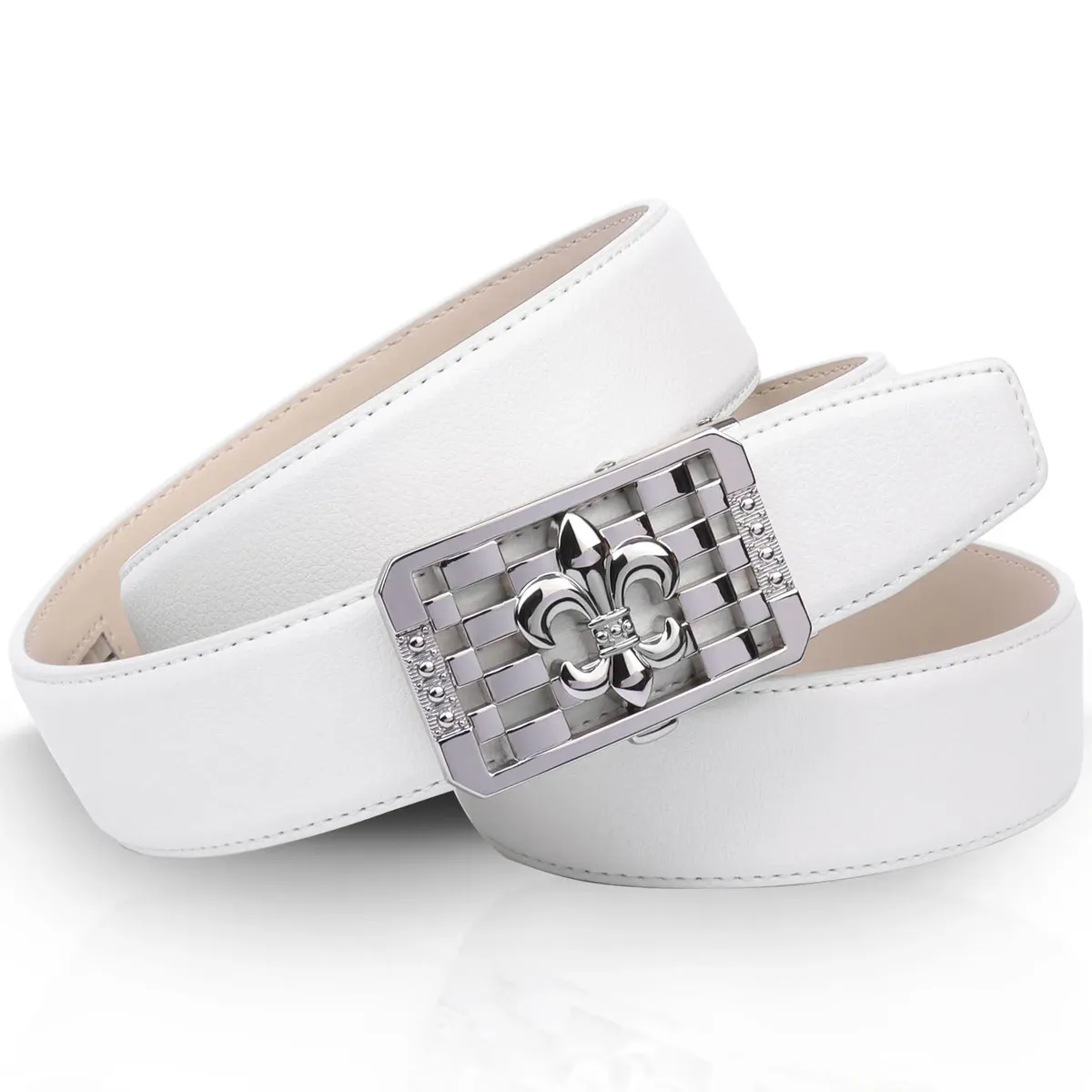 Кожаный ремень Anthoni Crown, застежка с мотивом лилии, белый
Кожаный ремень Anthoni Crown, застежка с мотивом лилии, белый