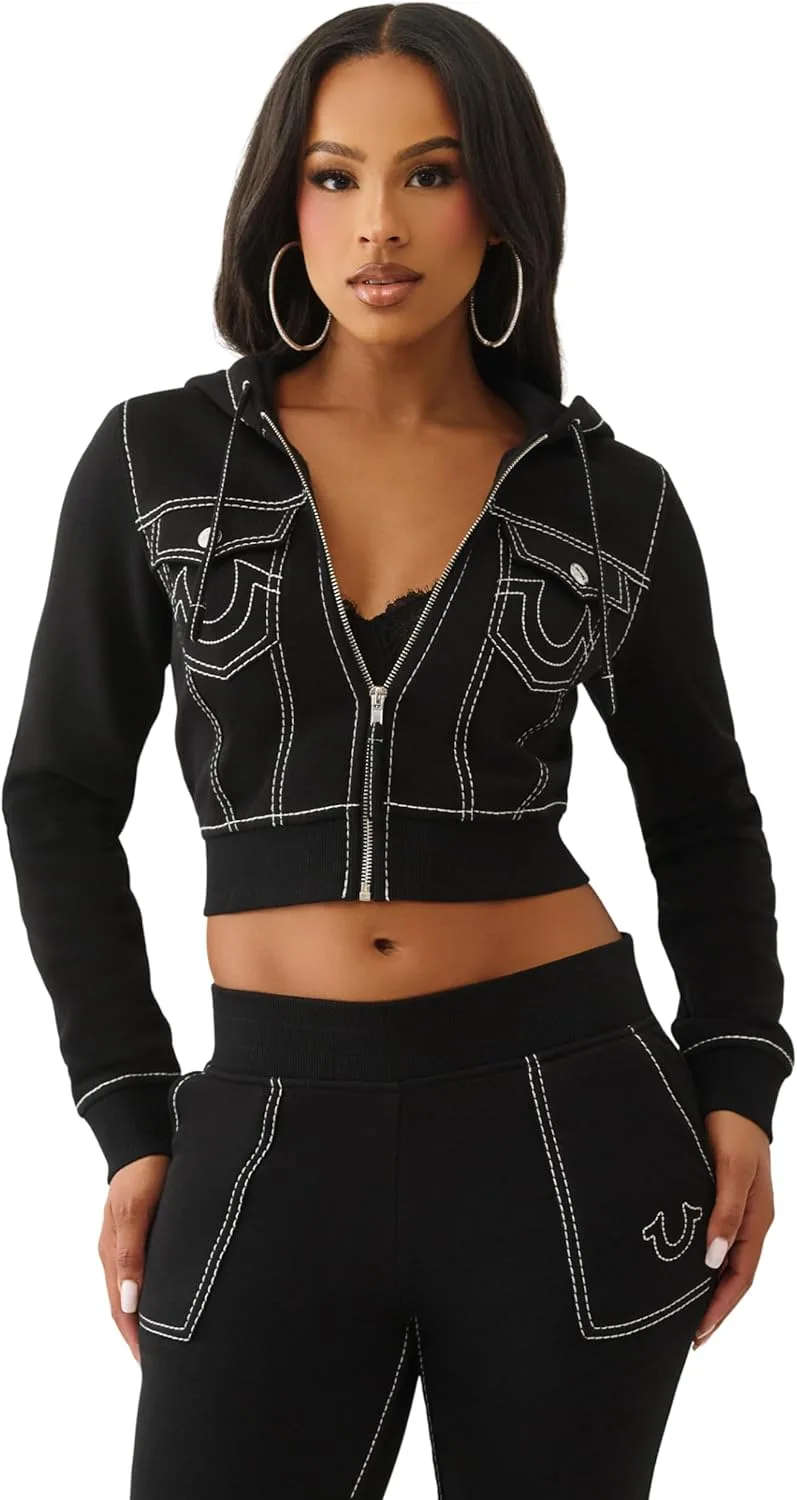 True Religion худи укороченное женское с молнией — Big T Stitching и логотип в виде подковы
True Religion худи укороченное женское с молнией — Big T Stitching и логотип в виде подковы