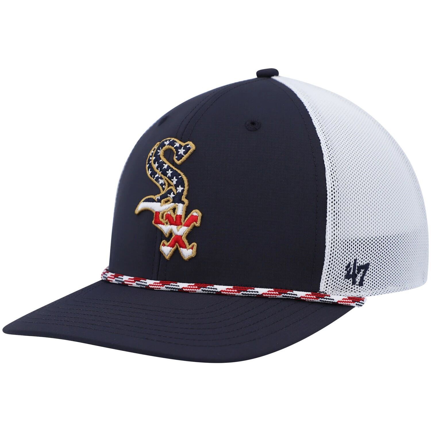 Мужская кепка '47 темно-синего/белого цвета Chicago White Sox с флагом Trucker Snapback
Мужская кепка '47 темно-синего/белого цвета Chicago White Sox с флагом Trucker Snapback