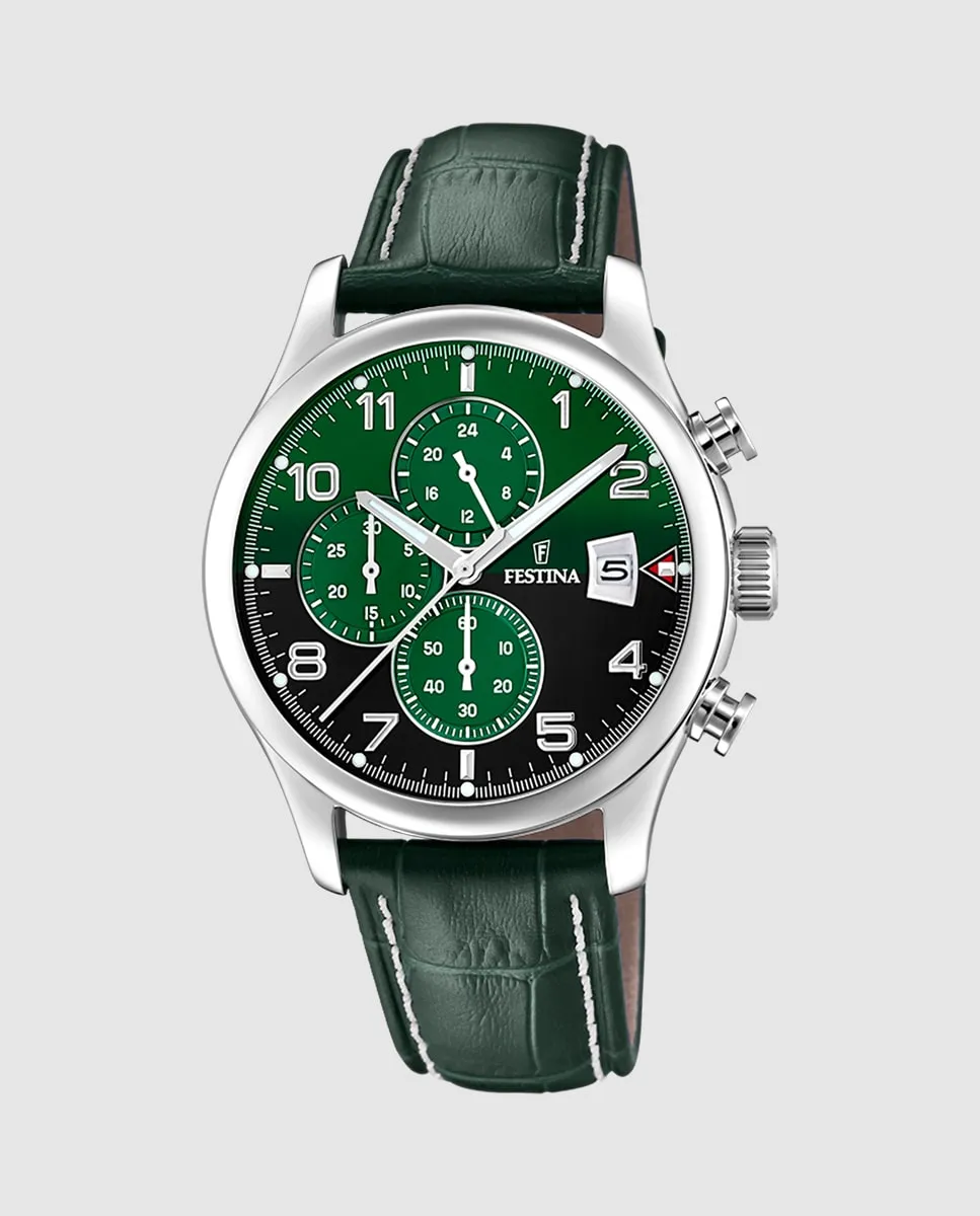 F20375/8 Мужские часы Timeless Chronograph в зеленой коже Festina, зеленый
F20375/8 Мужские часы Timeless Chronograph в зеленой коже Festina, зеленый