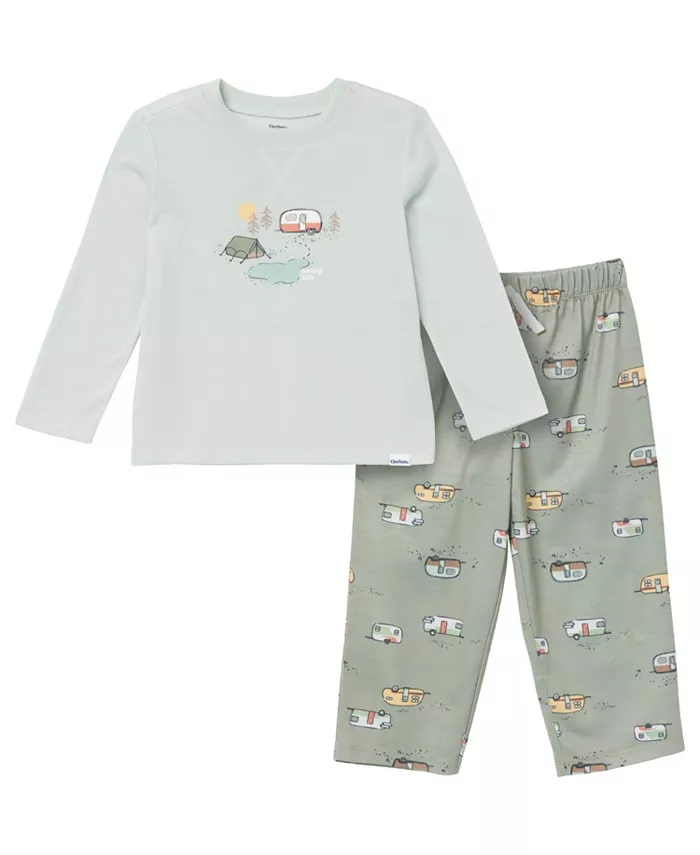 Комплект для мальчиков: удобная кофта с длинным рукавом и пижамные брюки (2 предмета) Gerber, зеленый 
Комплект для мальчиков: удобная кофта с длинным рукавом и пижамные брюки (2 предмета) Gerber, зеленый