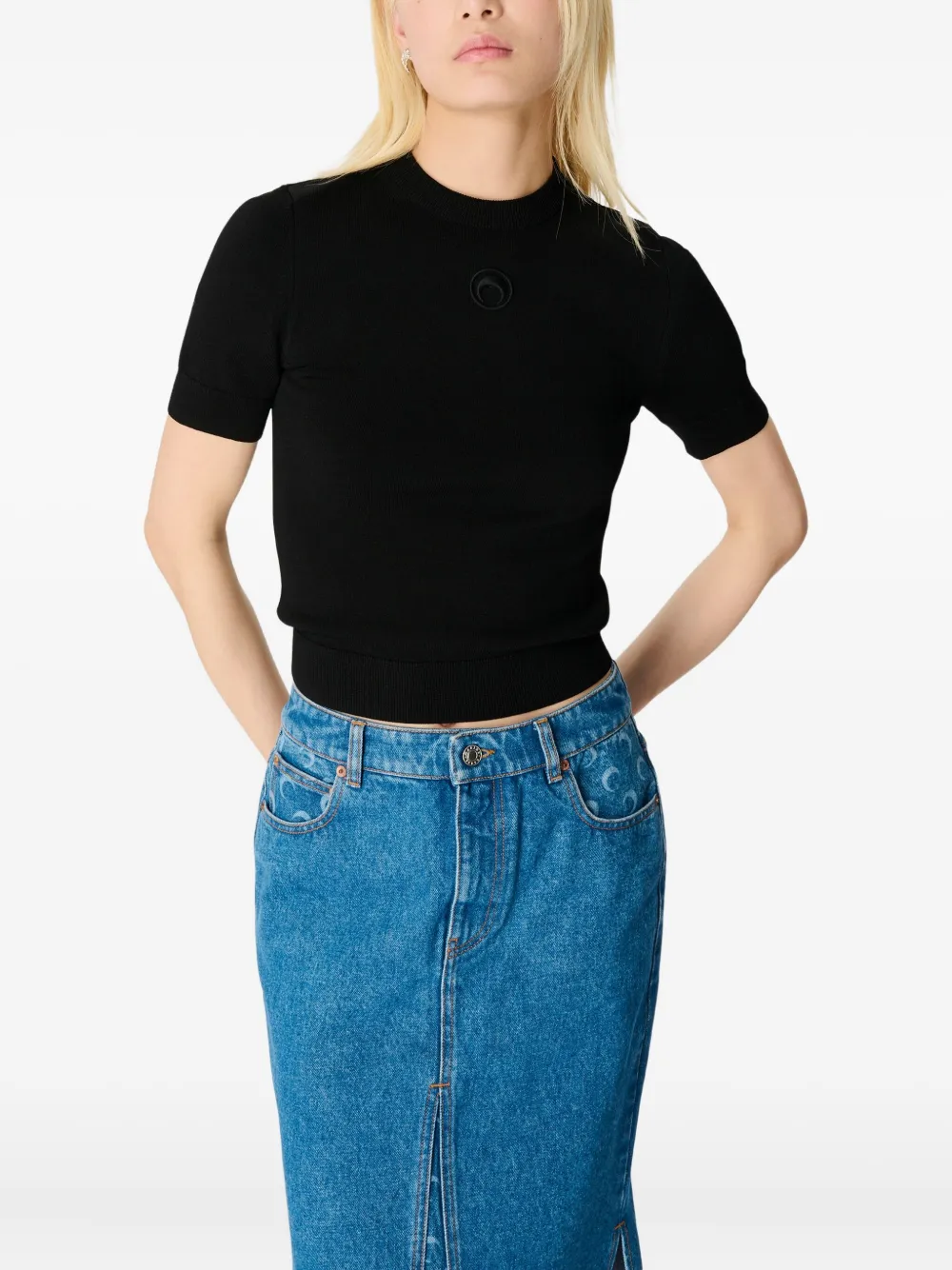 Вязаный свитер с логотипом в виде луны Marine Serre, черный
Вязаный свитер с логотипом в виде луны Marine Serre, черный