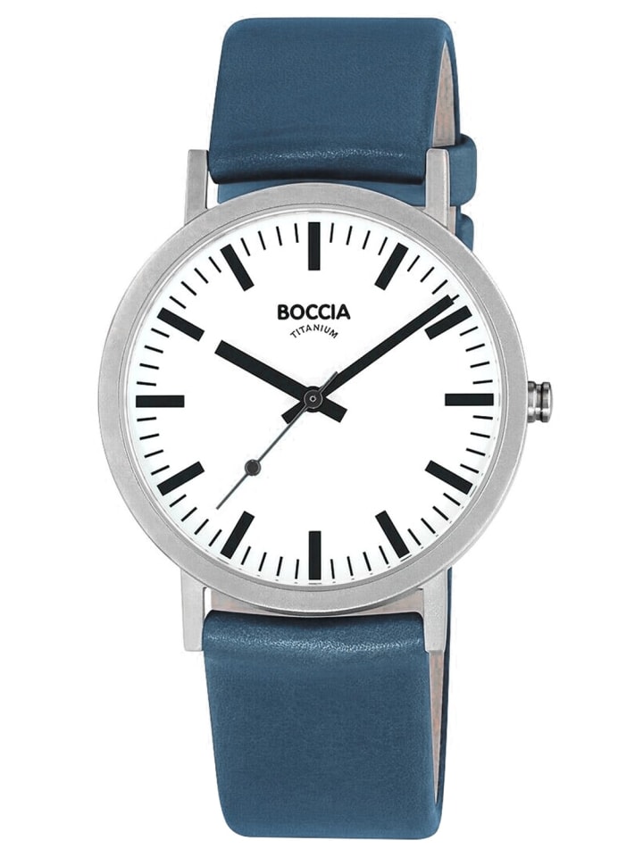 Boccia Мужские титановые часы с лазурно-голубым кожаным ремешком
Boccia Мужские титановые часы с лазурно-голубым кожаным ремешком