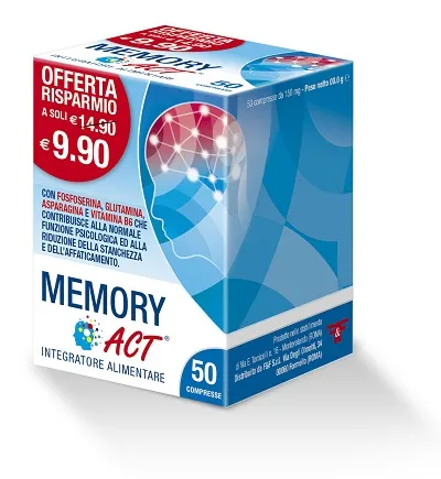 Memory Act 50 таблеток, добавка для памяти F&F
Memory Act 50 таблеток, добавка для памяти F&F