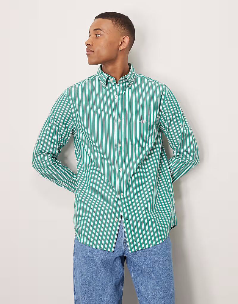 Рубашка из поплина GANT в классическую полоску с логотипом щита в средне-зеленом цвете
Рубашка из поплина GANT в классическую полоску с логотипом щита в средне-зеленом цвете