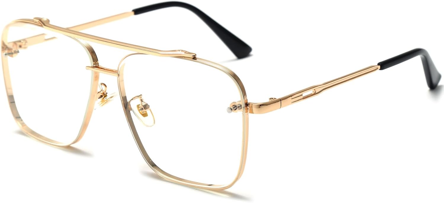 Солнцезащитные очки AIEYEZO увеличенного квадратного размера для мужчин и женщин, модные квадратные очки-авиаторы в металлической оправе с градиентным переходом цвета, Gold/Transparent
Солнцезащитные очки AIEYEZO увеличенного квадратного размера для мужчин и женщин, модные квадратные очки-авиаторы в металлической оправе с градиентным переходом цвета, Gold/Transparent