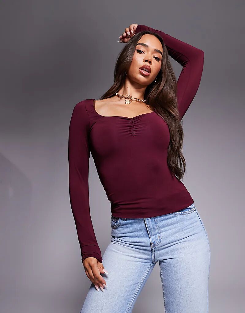 Двухслойный лонгслив с длинными рукавами и вырезом сердечком ASOS DESIGN бордового цвета
Двухслойный лонгслив с длинными рукавами и вырезом сердечком ASOS DESIGN бордового цвета