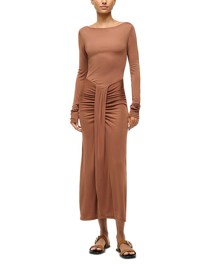 Платье Gres Waterfall с рюшами STAUD, коричневый 
Платье Gres Waterfall с рюшами STAUD, коричневый