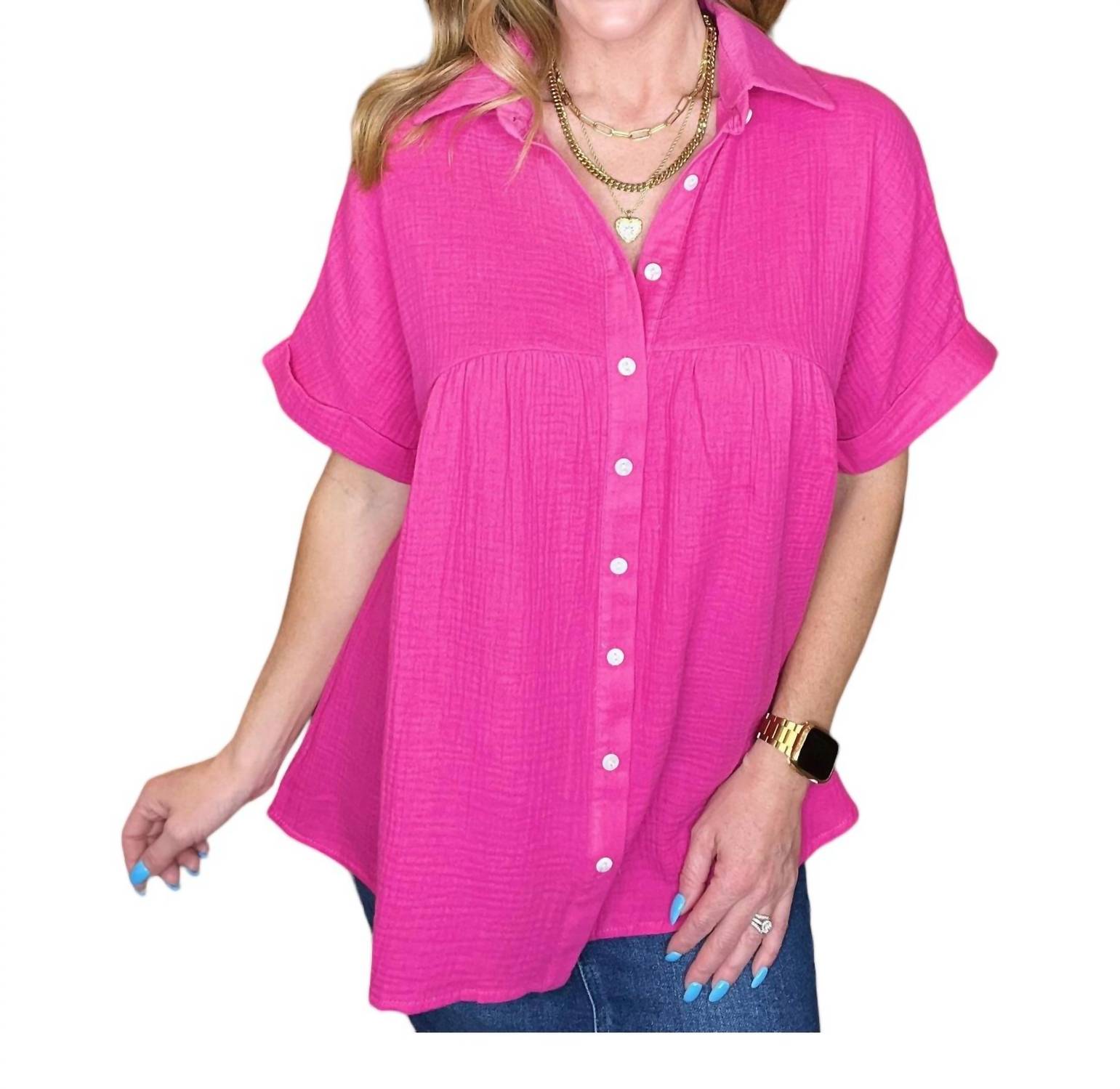 Блуза Babydoll из марли в ярко-розовом цвете ANDREE BY UNIT
Блуза Babydoll из марли в ярко-розовом цвете ANDREE BY UNIT