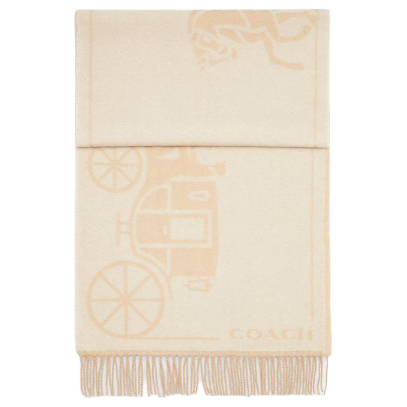 Кашемировый вязаный шарф унисекс бежевый COACH 
Кашемировый вязаный шарф унисекс бежевый COACH