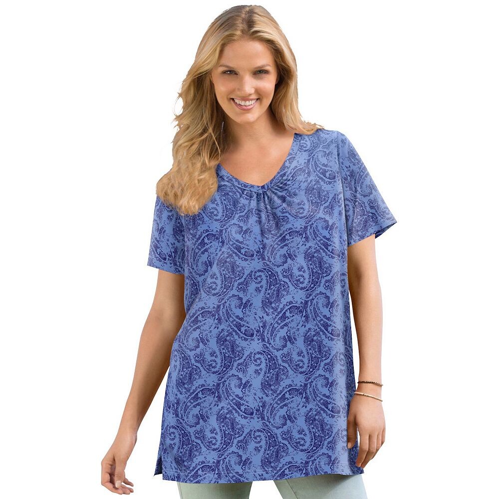 Женщина в женской тунике больших размеров с идеальным принтом и короткими рукавами и v-образным вырезом Woman Within, цвет French Blue Paisley
Женщина в женской тунике больших размеров с идеальным принтом и короткими рукавами и v-образным вырезом Woman Within, цвет French Blue Paisley