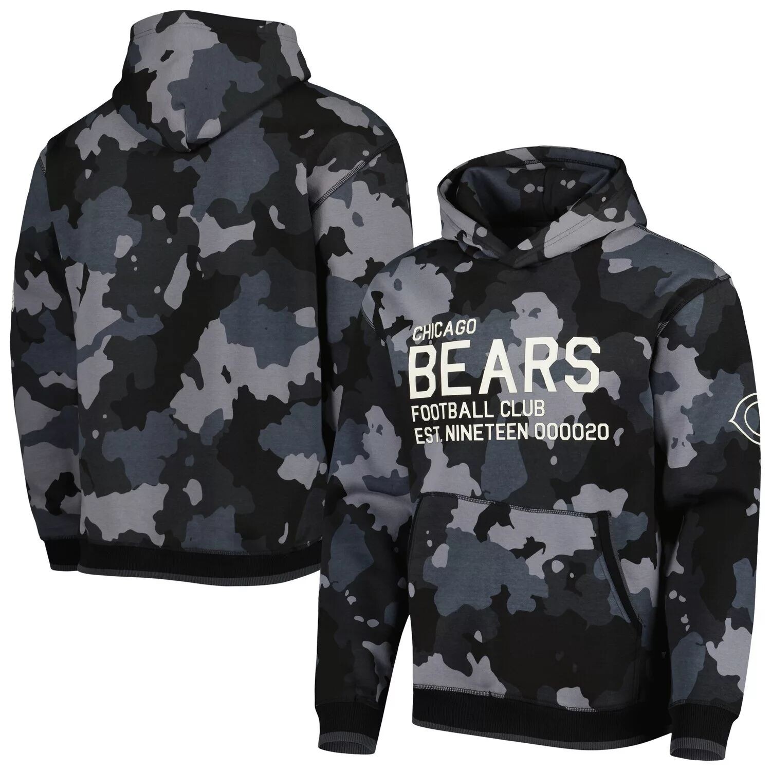 Мужской черный пуловер с капюшоном и камуфляжным принтом The Wild Collective Chicago Bears
Мужской черный пуловер с капюшоном и камуфляжным принтом The Wild Collective Chicago Bears
