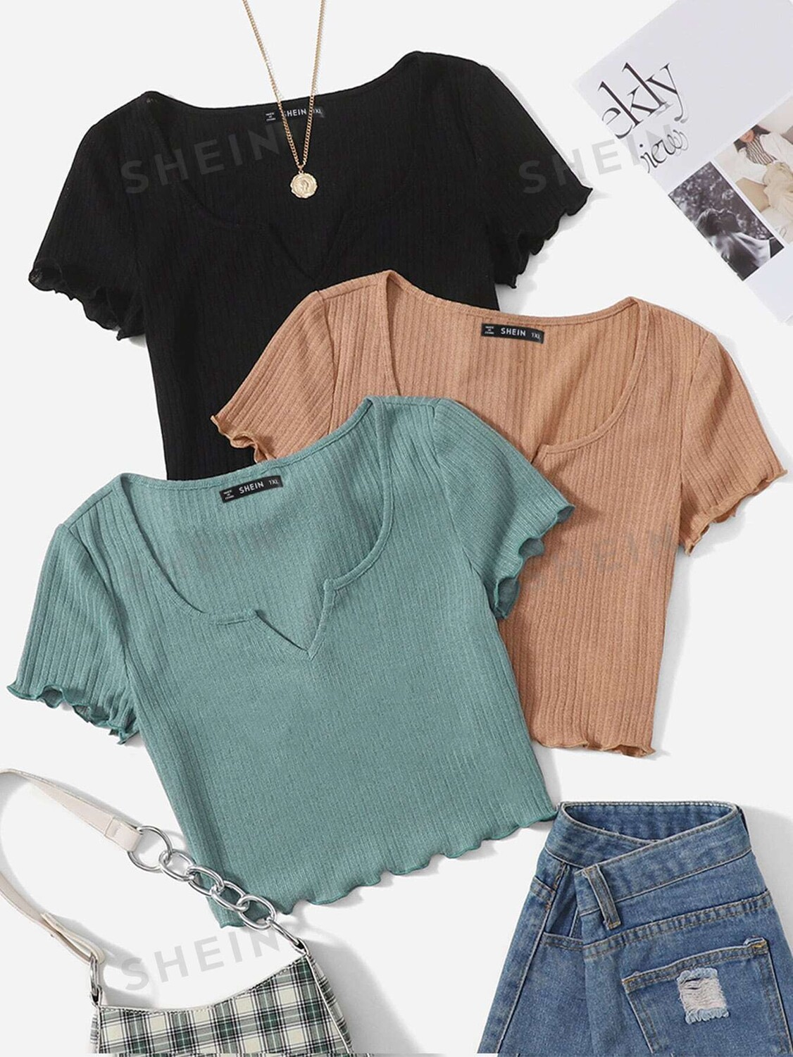 Топ EZwear, большие размеры, V-образный вырез, мятые края, 3 шт Shein, мультиколор
Топ EZwear, большие размеры, V-образный вырез, мятые края, 3 шт Shein, мультиколор