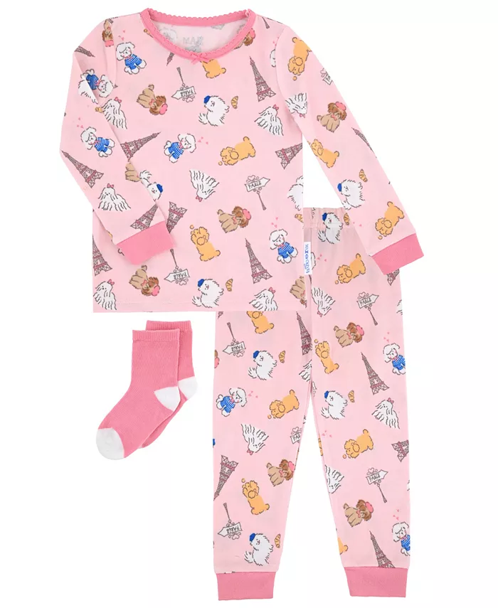 Детский пижамный комплект для девочек Paris Puppies из 2 предметов с носочками Max & Olivia, розовый
Детский пижамный комплект для девочек Paris Puppies из 2 предметов с носочками Max & Olivia, розовый