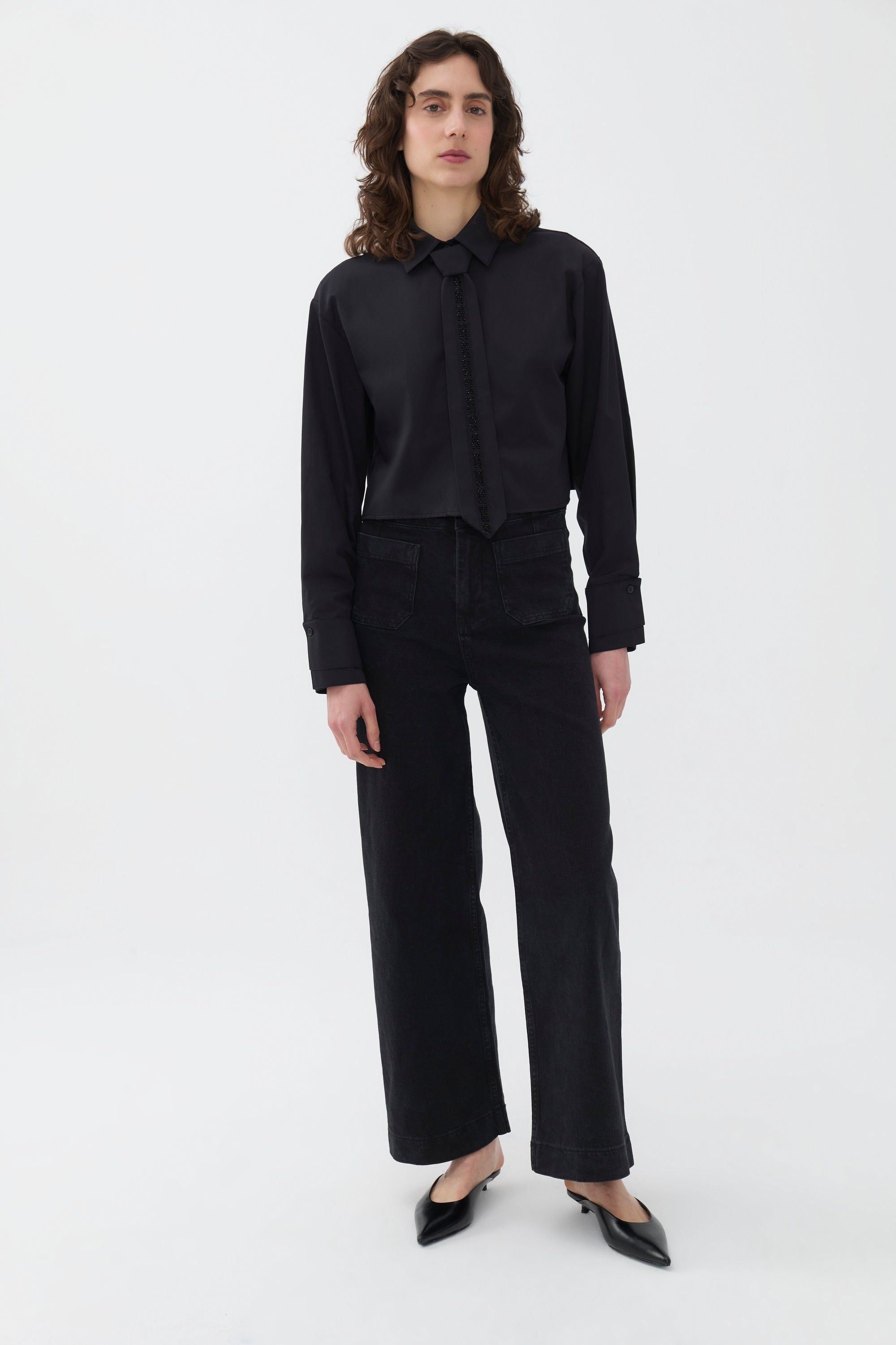 Джинсы с высокой талией и широкими штанинами Nocturne, черный
Джинсы с высокой талией и широкими штанинами Nocturne, черный