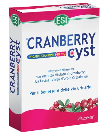 Esi Cranberry Cyst 30 Ovalette Добавка для благополучия и защиты мочевыводящих путей
Esi Cranberry Cyst 30 Ovalette Добавка для благополучия и защиты мочевыводящих путей