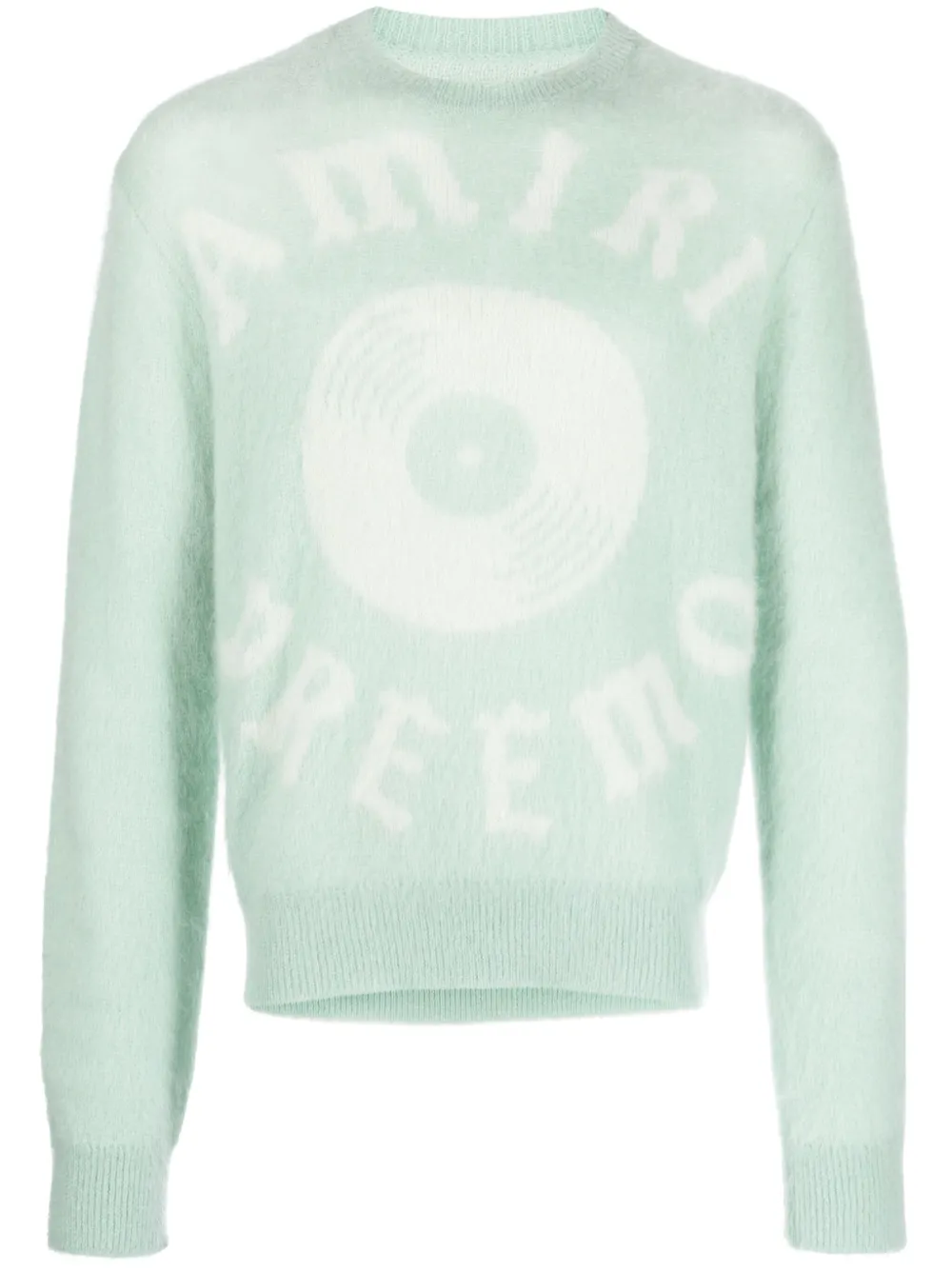 Джемпер вязки интарсия с логотипом AMIRI, зеленый 
Джемпер вязки интарсия с логотипом AMIRI, зеленый