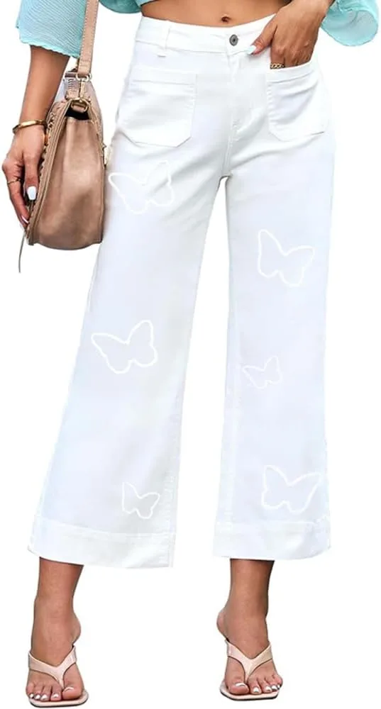 Женские укороченные джинсы wide leg с бабочкой, эластичные, high waisted PaladMom
Женские укороченные джинсы wide leg с бабочкой, эластичные, high waisted PaladMom