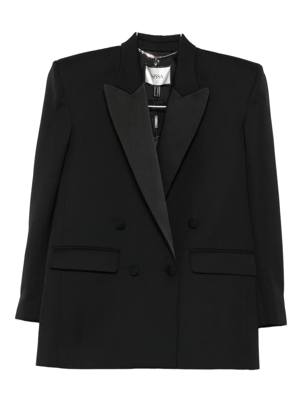 Двубортный блейзер с шалевыми лацканами NISSA, черный
Двубортный блейзер с шалевыми лацканами NISSA, черный