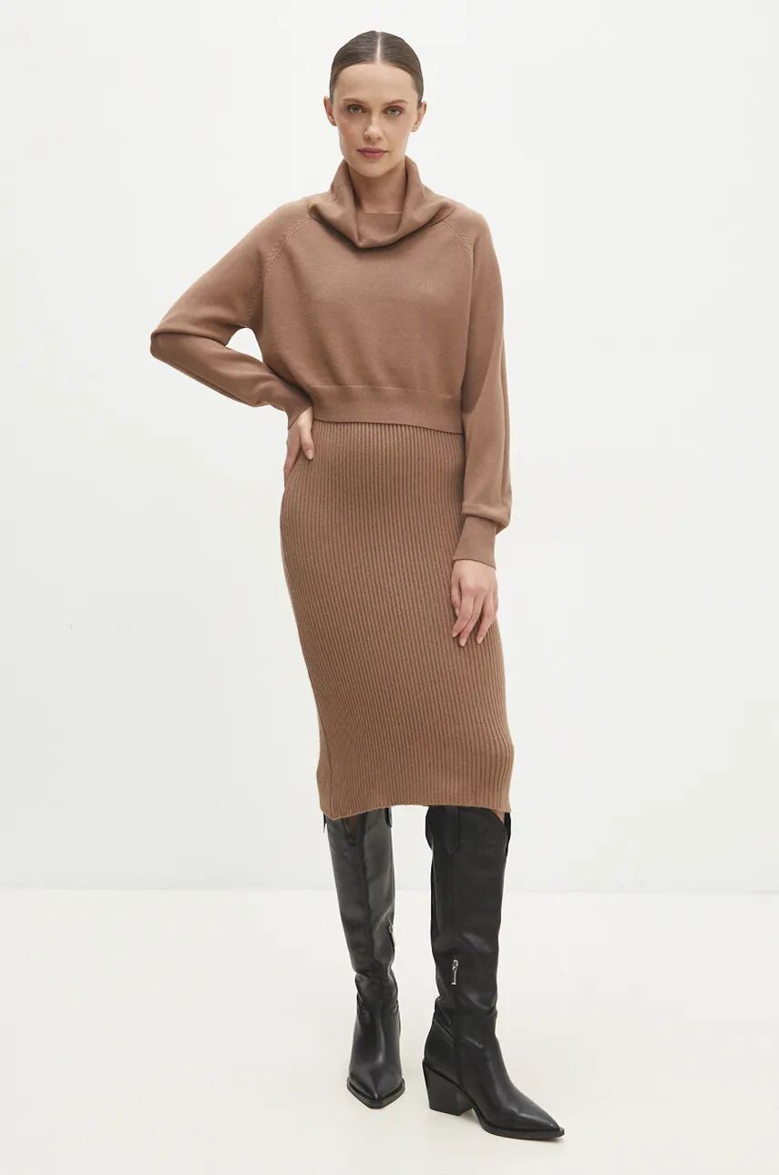 Платье и свитер Answear Lab, коричневый 
Платье и свитер Answear Lab, коричневый