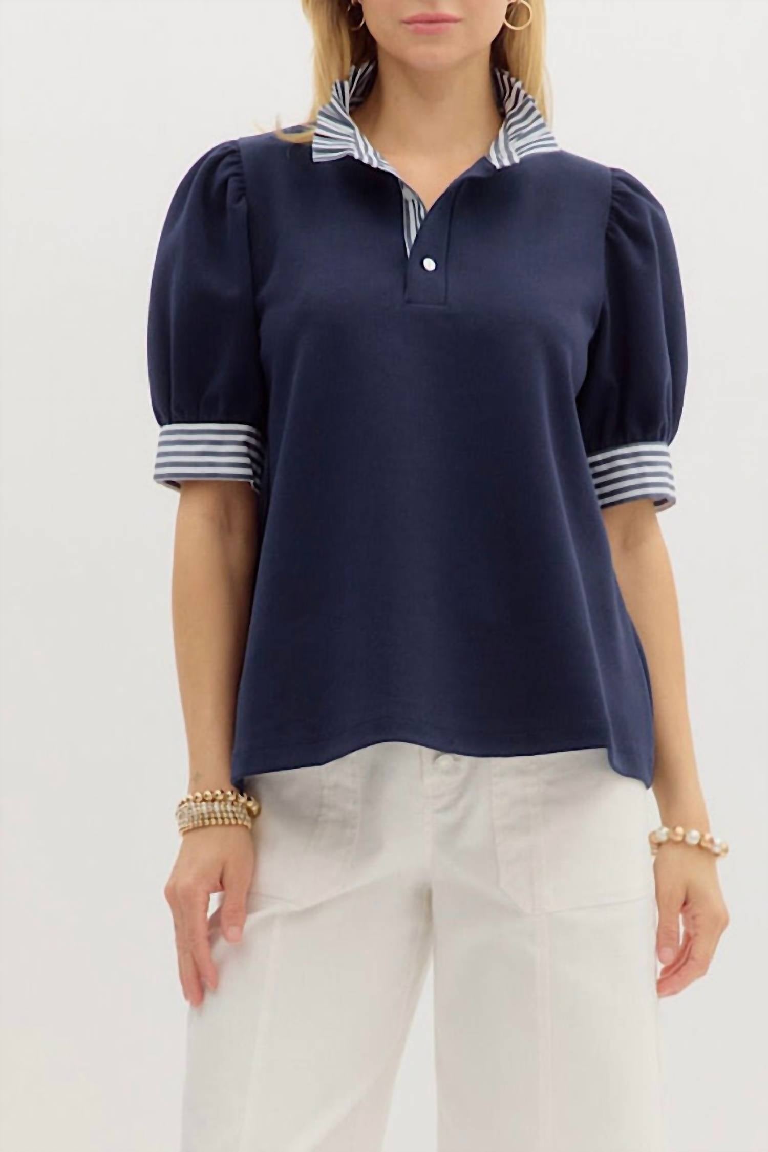 Мэри топ с коротким рукавом в темно-синем Entro
Мэри топ с коротким рукавом в темно-синем Entro